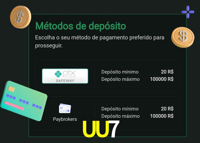 O cassino UU7 oferece uma grande variedade de métodos de pagamento